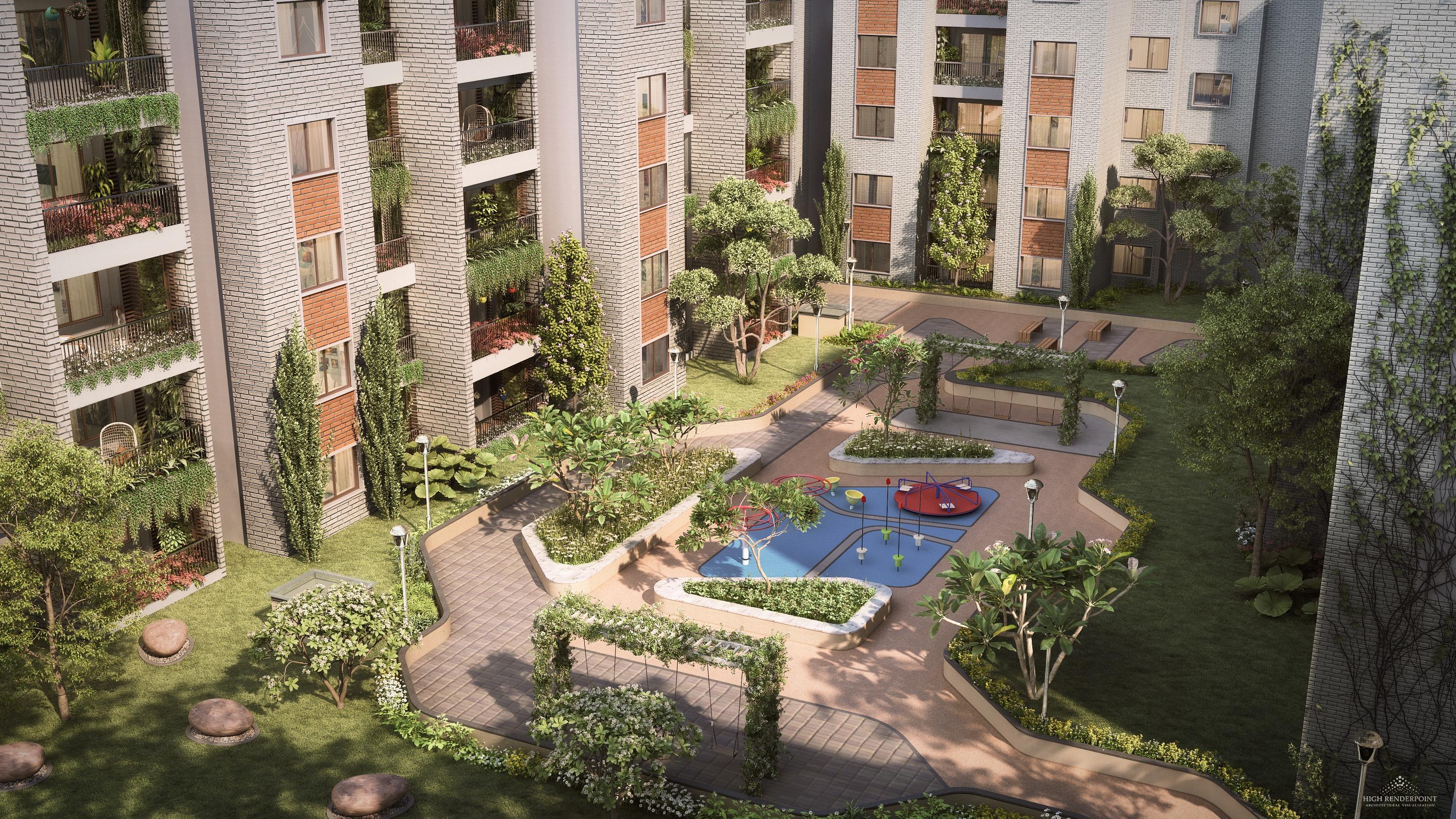 Courtyards designed around the Panchamahabhuta, the five elements.